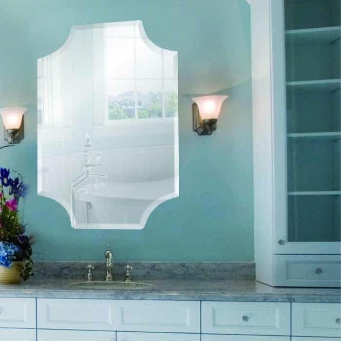 Modern Frameless Scallop Wall Mirror 24" x 36" for Living Room - Kwikley