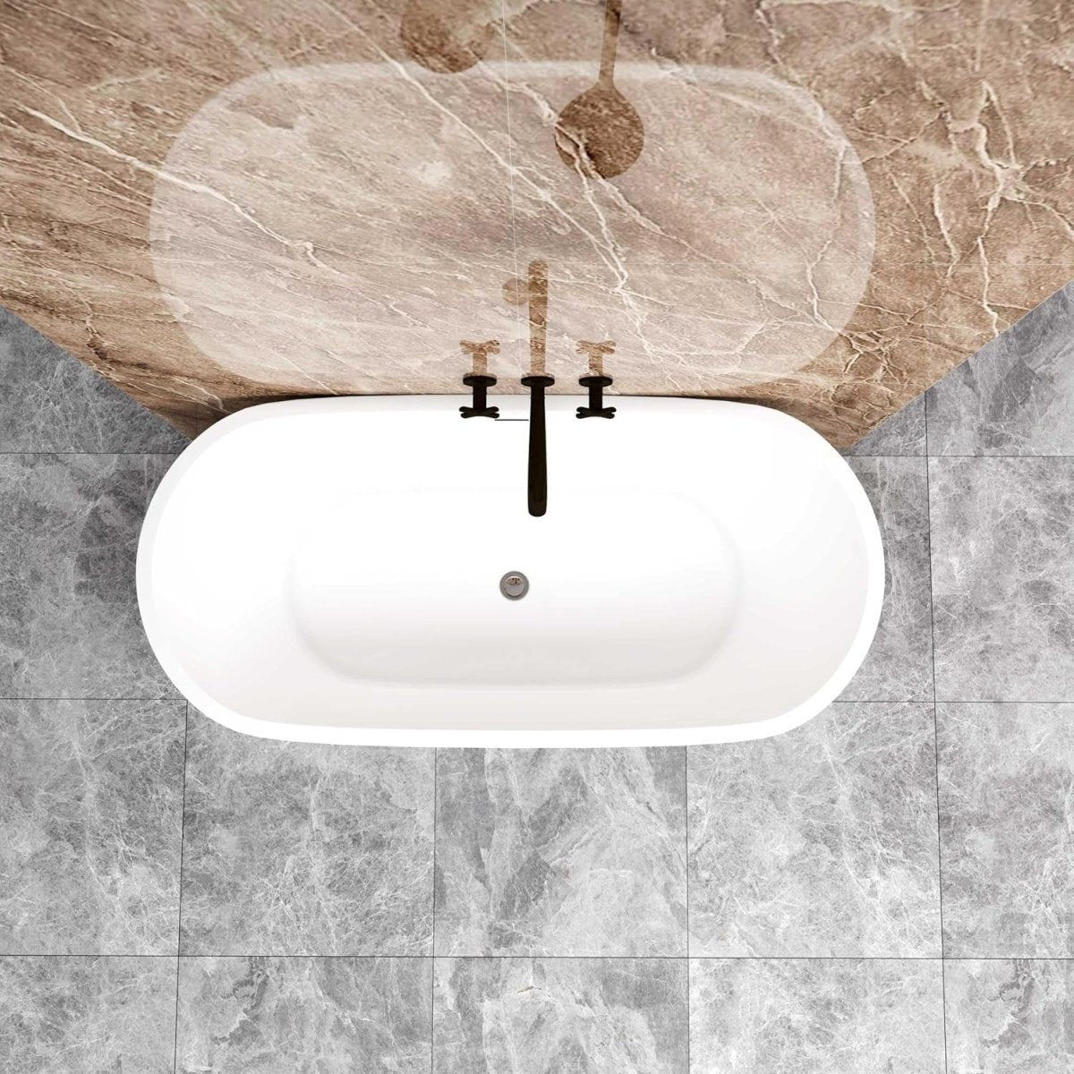 Modern Freestanding Double Ended Bath Tub 1500x700mm Luxury Acrylic Soaking Spa - Kwikley