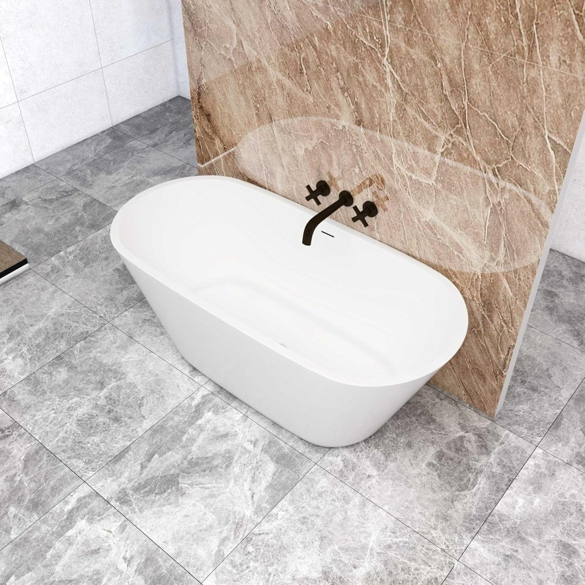 Modern Freestanding Double Ended Bath Tub 1500x700mm Luxury Acrylic Soaking Spa - Kwikley