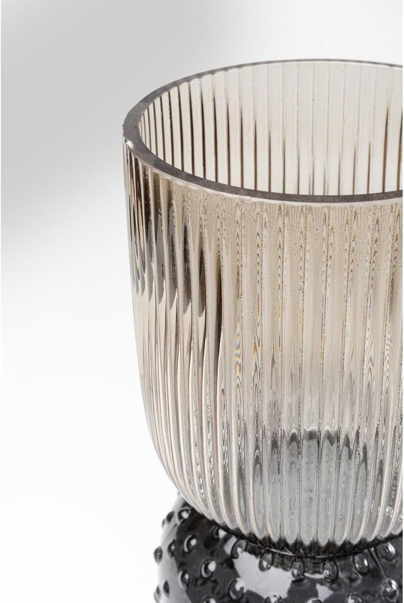 Modern Glass Table Vase 38cm Brown Grey Textured Tall Flower Decor - Kwikley