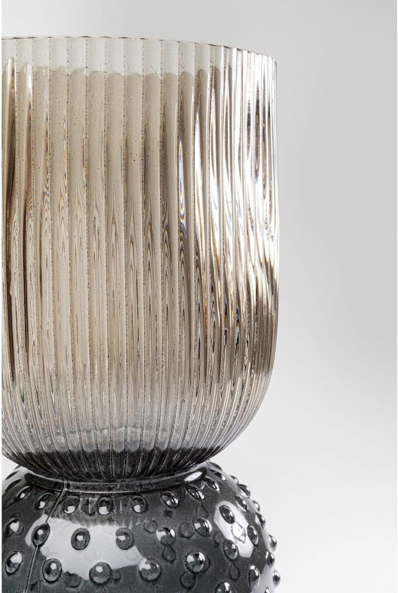 Modern Glass Table Vase 38cm Brown Grey Textured Tall Flower Decor - Kwikley