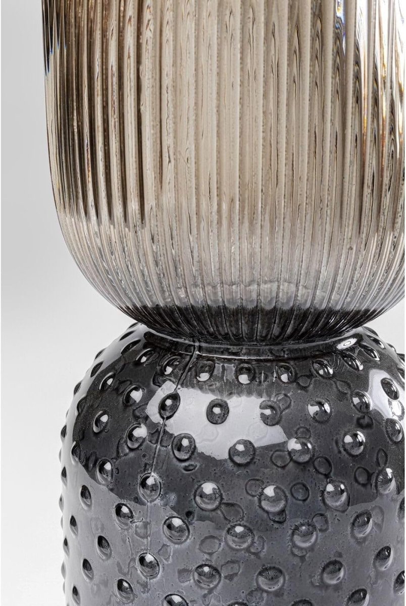 Modern Glass Table Vase 38cm Brown Grey Textured Tall Flower Decor - Kwikley