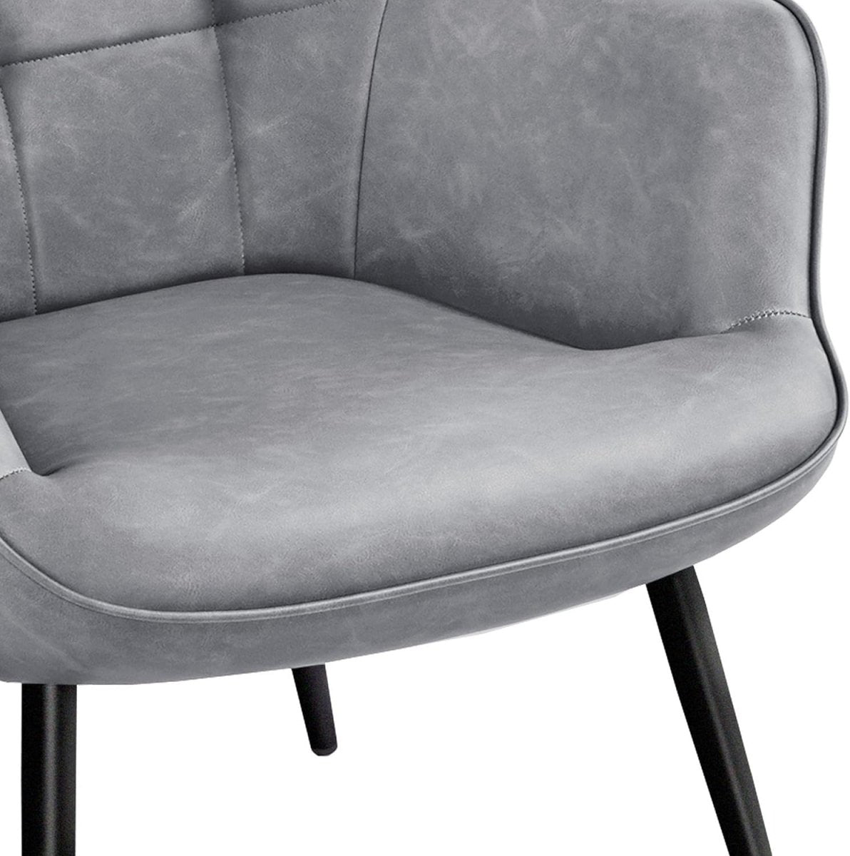 Modern Gray Faux Leather Accent Chairs - High Back, Wingback Armchairs x2 - Kwikley