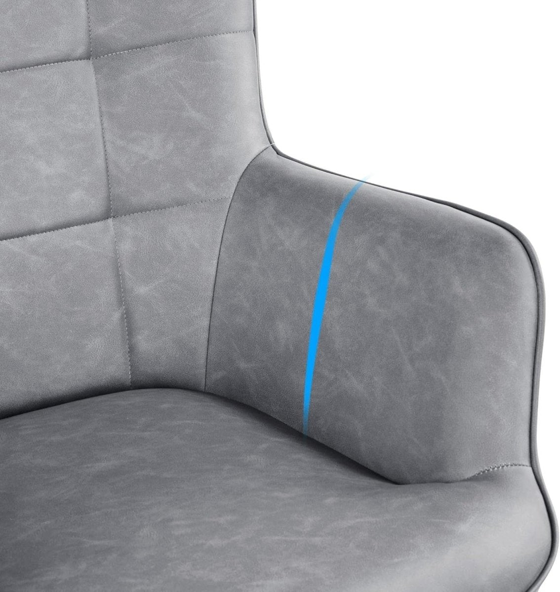 Modern Gray Faux Leather Accent Chairs - High Back, Wingback Armchairs x2 - Kwikley