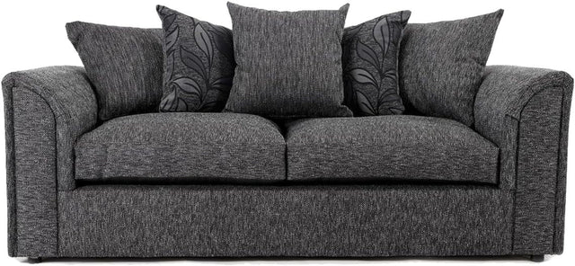 Modern Grey 3 Seater Fabric Sofa with Scatter Cushions UK Made Comfy