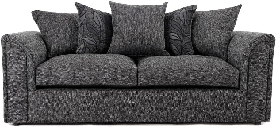 Modern Grey 3 Seater Fabric Sofa with Scatter Cushions UK Made Comfy - Kwikley