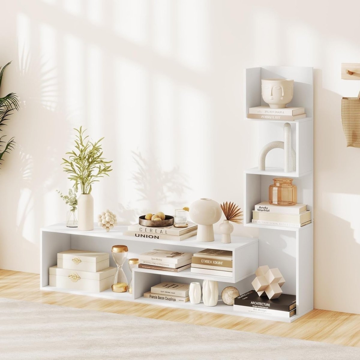 Modern L-Shaped TV Stand up to 50" with Storage Shelves & Open Compartments - Kwikley