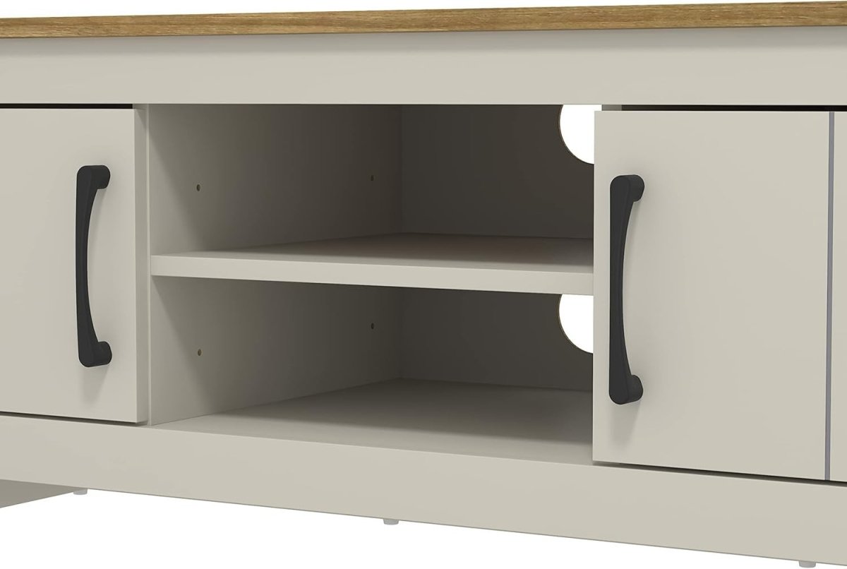 Modern Light Grey TV Stand for up to 50" TVs with Storage & Durable Wood - Kwikley