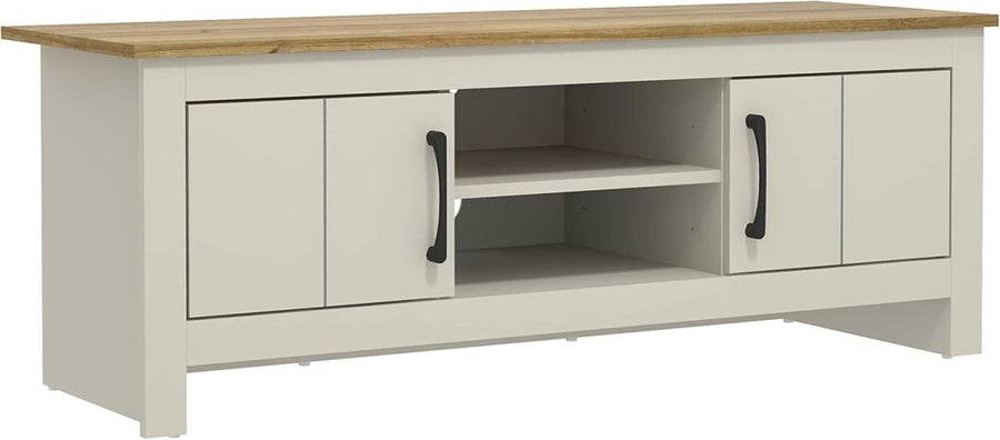 Modern Light Grey TV Stand for up to 50" TVs with Storage & Durable Wood - Kwikley