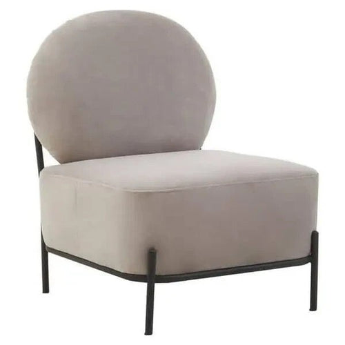 Modern Mink Velvet Accent Chair with Black Metal Legs | Minimalist Armchair - Kwikley