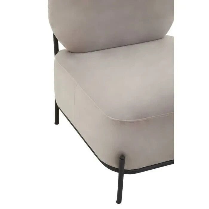 Modern Mink Velvet Accent Chair with Black Metal Legs | Minimalist Armchair - Kwikley