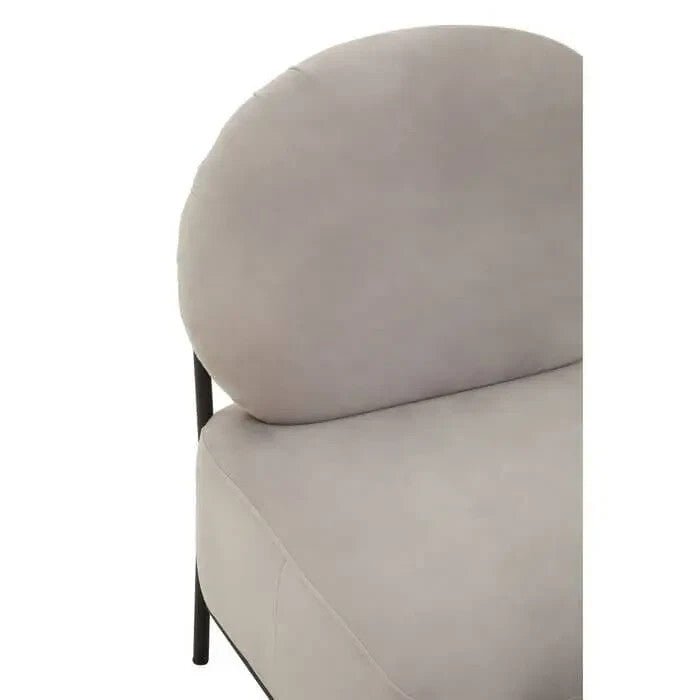 Modern Mink Velvet Accent Chair with Black Metal Legs | Minimalist Armchair - Kwikley
