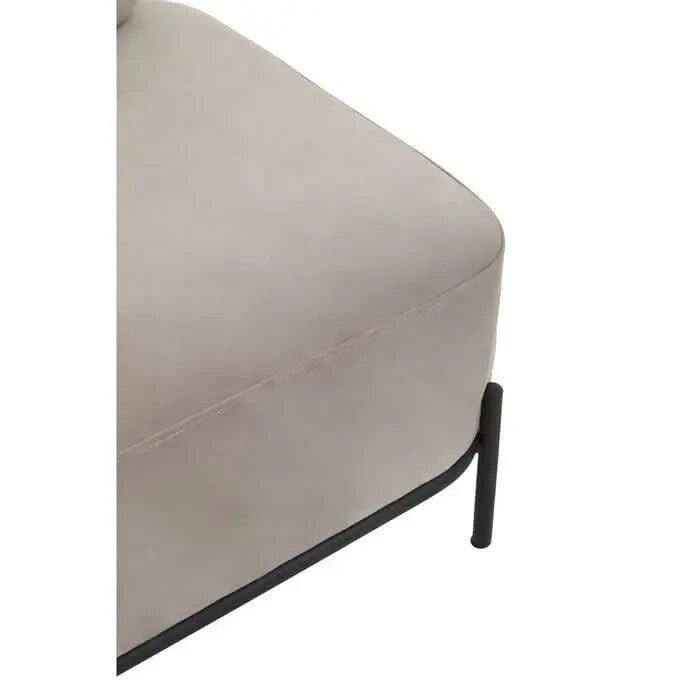 Modern Mink Velvet Accent Chair with Black Metal Legs | Minimalist Armchair - Kwikley
