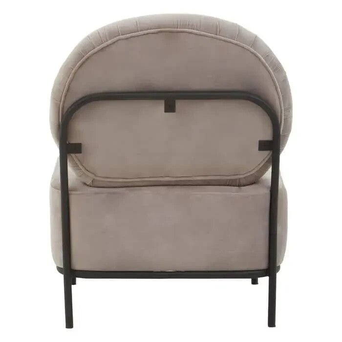 Modern Mink Velvet Accent Chair with Black Metal Legs | Minimalist Armchair - Kwikley