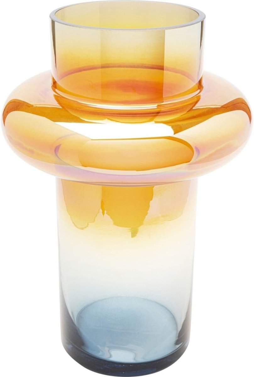 Modern Multicolour Glass Vase Ring Design Tall Statement Table Decor - Kwikley