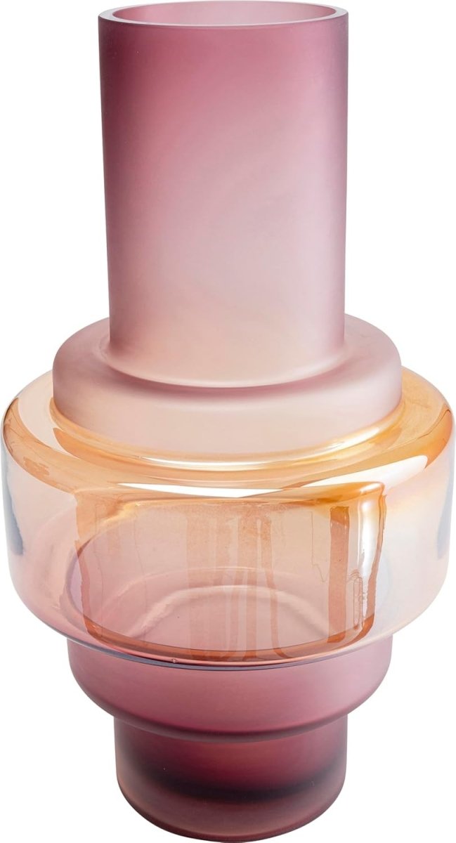 Modern Pink Glass Vase 36cm Sculptural Table Flower Home Decor - Kwikley