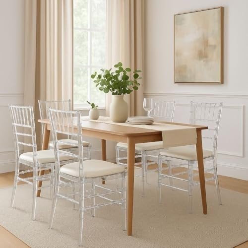 Modern Stackable Acrylic Dining Chairs Set of 4 – Transparent Ghost Seats - Kwikley