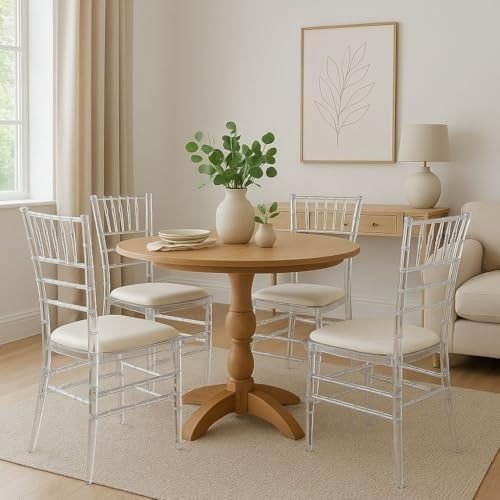 Modern Stackable Acrylic Dining Chairs Set of 4 – Transparent Ghost Seats - Kwikley