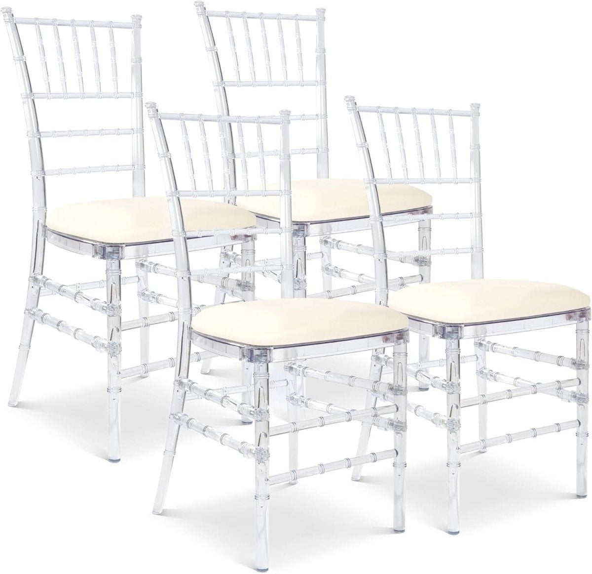 Modern Stackable Acrylic Dining Chairs Set of 4 – Transparent Ghost Seats - Kwikley