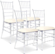 Modern Stackable Acrylic Dining Chairs Set of 4 – Transparent Ghost Seats - Kwikley