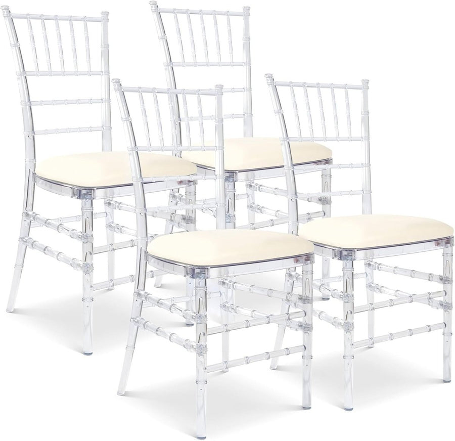 Modern Stackable Acrylic Dining Chairs Set of 4 – Transparent Ghost Seats - Kwikley