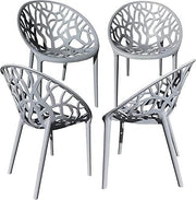 Modern Stackable Plastic Dining Chairs 4 - Piece Indoor Outdoor Comfort Set - Kwikley