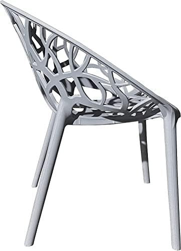 Modern Stackable Plastic Dining Chairs 4 - Piece Indoor Outdoor Comfort Set - Kwikley