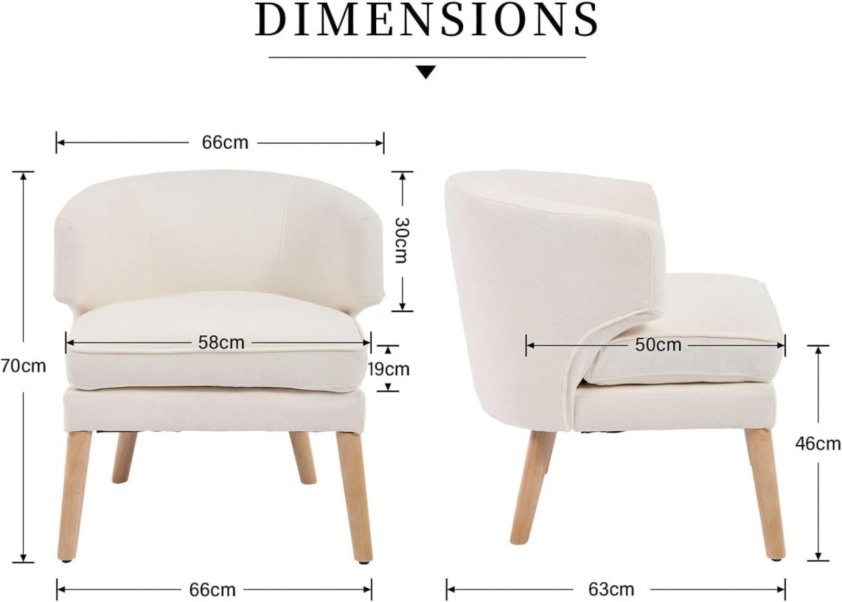 Modern Tub Accent Chair Beige Upholstered Armchair with Solid Wood Legs - Kwikley