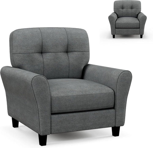Modern Tufted Accent Chair Grey Lounge Sofa with Removable Cushions - Kwikley