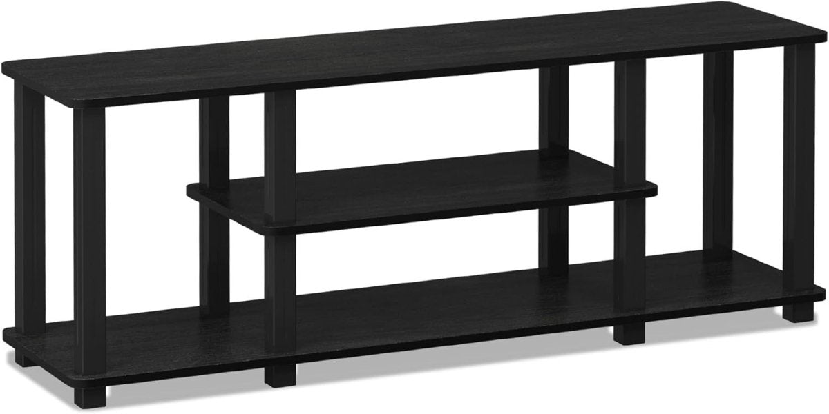 Modern TV Stand 3 Tier Black/Wood for 50” | No Tool Assembly Shelving - Kwikley