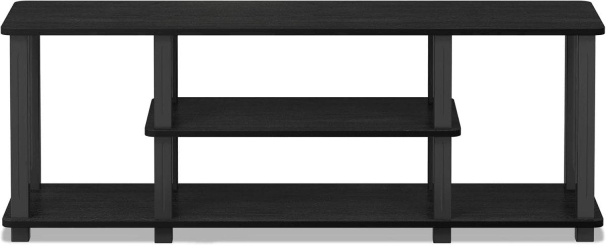 Modern TV Stand 3 Tier Black/Wood for 50” | No Tool Assembly Shelving - Kwikley