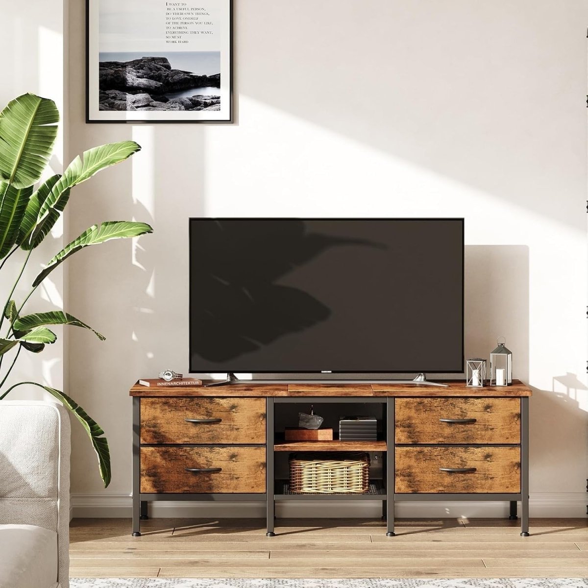 Modern TV Stand Cabinet 55" w/ Drawers Storage Shelf for 60" TV Console - Kwikley