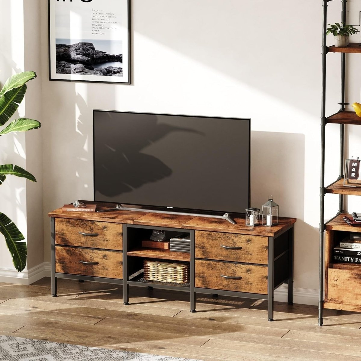 Modern TV Stand Cabinet 55" w/ Drawers Storage Shelf for 60" TV Console - Kwikley