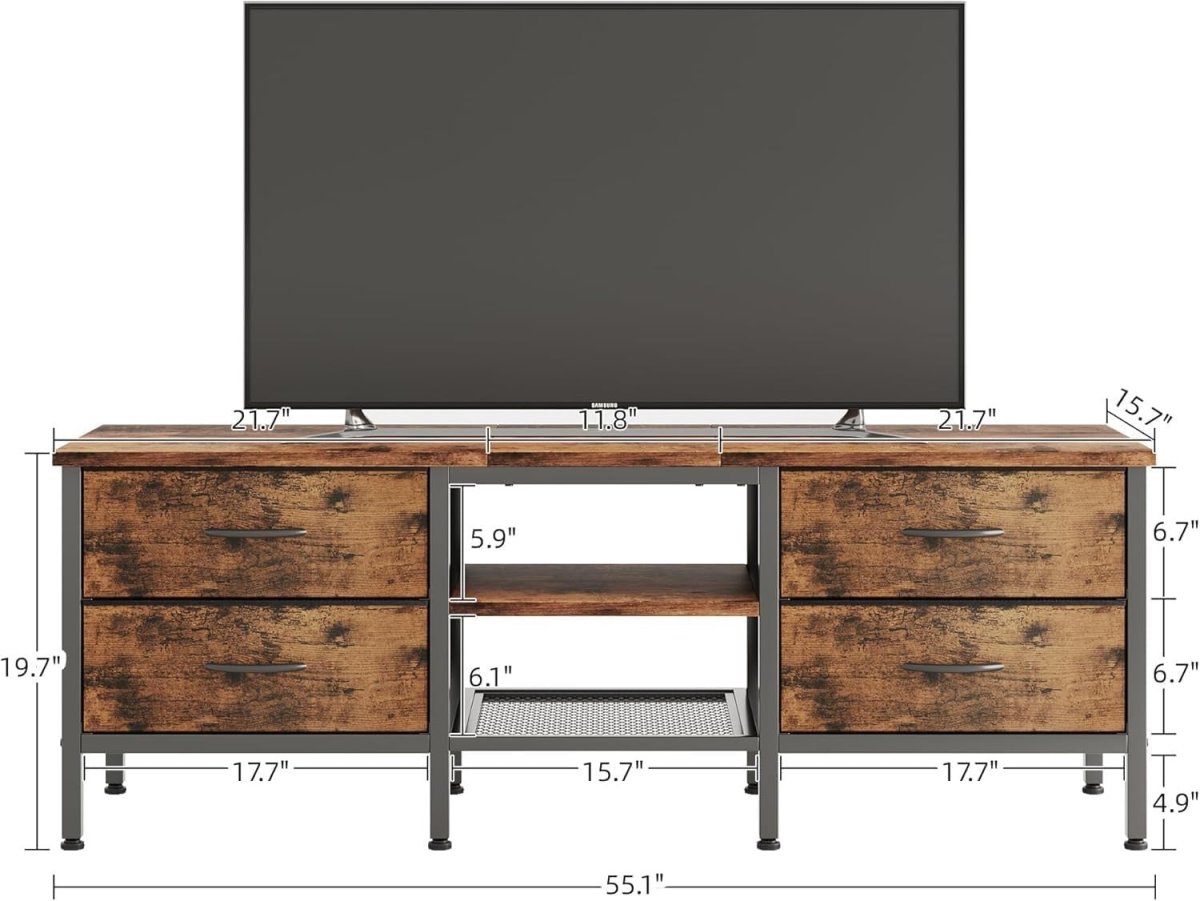 Modern TV Stand Cabinet 55" w/ Drawers Storage Shelf for 60" TV Console - Kwikley