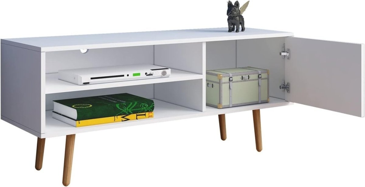 Modern TV Stand with LED Lights, Storage Cabinet & 2 Shelves for 40” TVs - Kwikley
