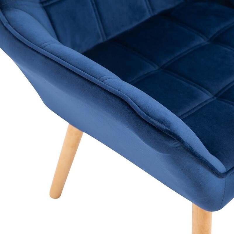 Modern Velvet Accent Chair Blue – Wide Arm Slanted Back Lounge Seat - Kwikley