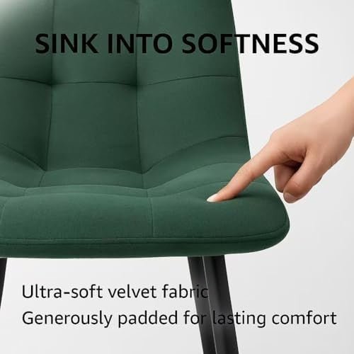 Modern Velvet Dining Chair with Padded Seat & Sturdy Metal Legs - Kwikley