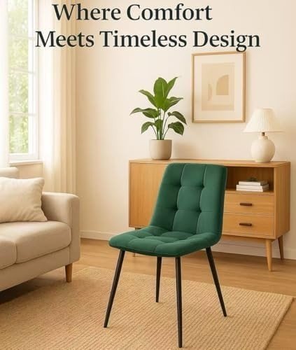 Modern Velvet Dining Chair with Padded Seat & Sturdy Metal Legs - Kwikley