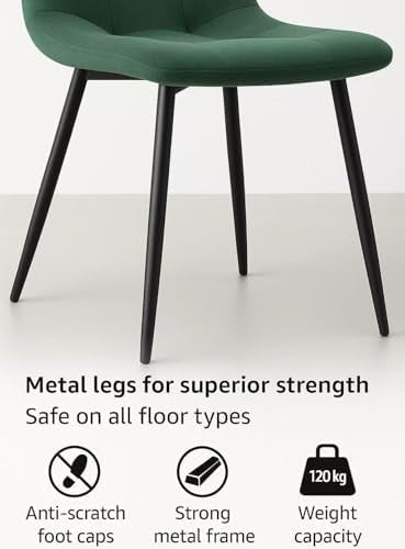 Modern Velvet Dining Chair with Padded Seat & Sturdy Metal Legs - Kwikley