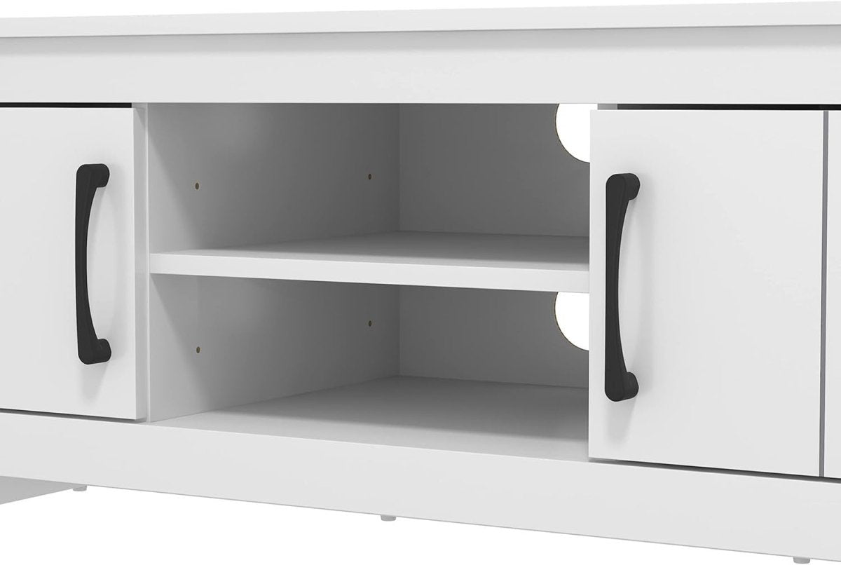 Modern White TV Stand for up to 50" TVs with Storage Drawers & Shelves - Kwikley