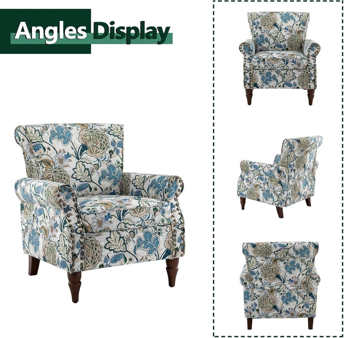 Modern Wingback Accent Chair Velvet Upholstered Tufted Back Wooden Legs - Kwikley