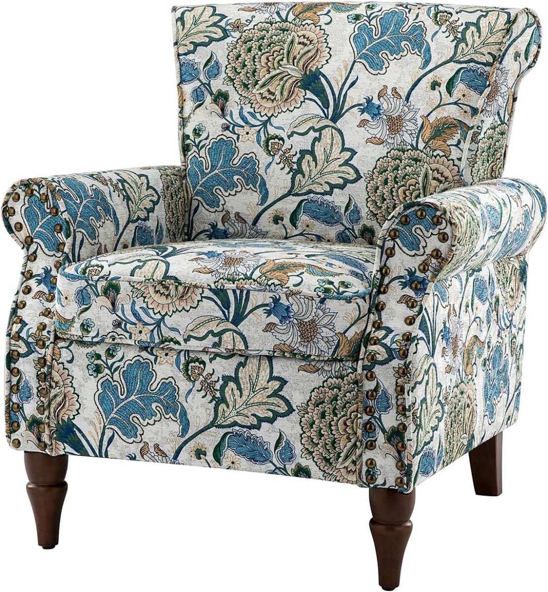 Modern Wingback Accent Chair Velvet Upholstered Tufted Back Wooden Legs - Kwikley