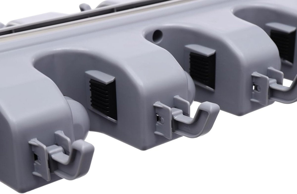 Mop Holder Rack with Wheels 12 Hooks Mobile Cleaning Trolley - Kwikley