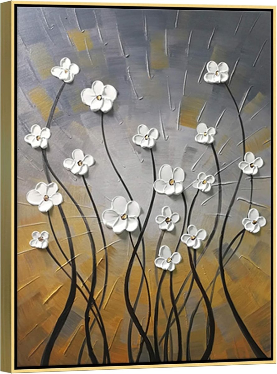 Morning Dancing Gold Canvas Wall Art Hand - Painted Modern Decor - Kwikley