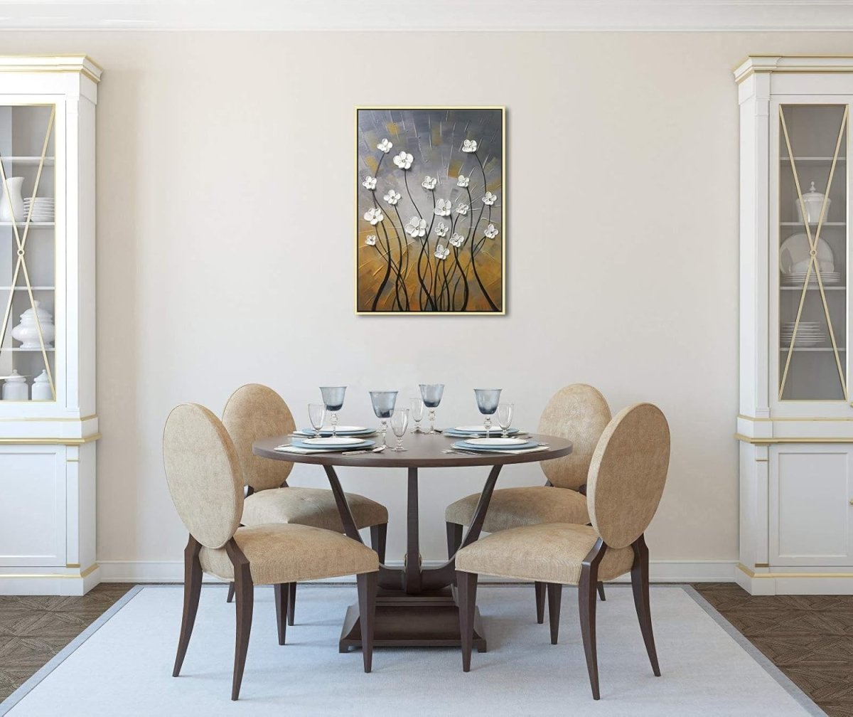 Morning Dancing Gold Canvas Wall Art Hand - Painted Modern Decor - Kwikley