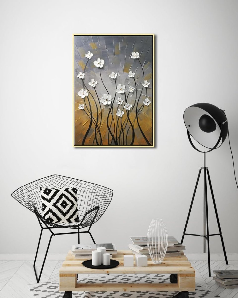 Morning Dancing Gold Canvas Wall Art Hand - Painted Modern Decor - Kwikley