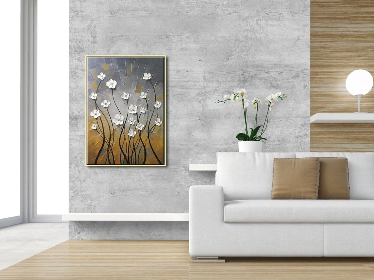 Morning Dancing Gold Canvas Wall Art Hand - Painted Modern Decor - Kwikley
