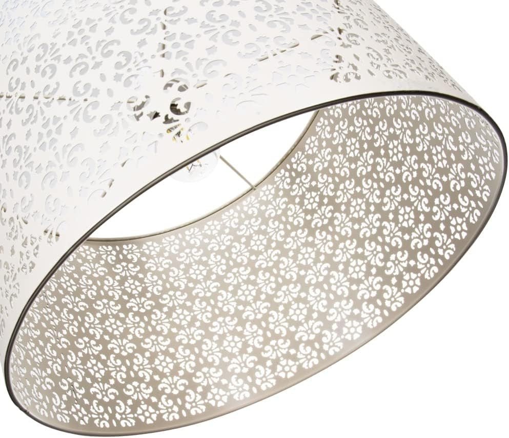 Moroccan Cream Metal Floral Pendant Light Shade 40cm Ceiling Lamp Decor - Kwikley