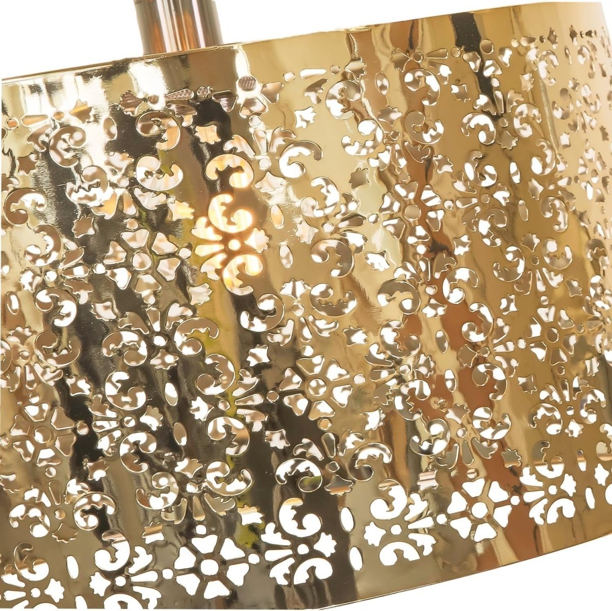 Moroccan Gold Metal Floral Pendant Light Shade 40cm Ceiling Decor - Kwikley