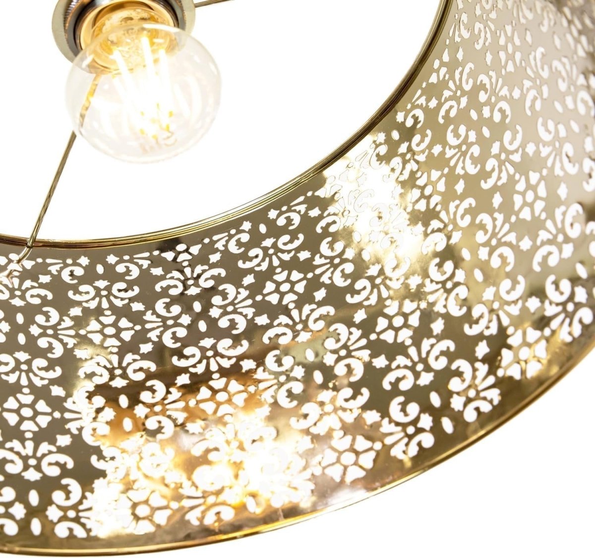 Moroccan Gold Metal Floral Pendant Light Shade 40cm Ceiling Decor - Kwikley